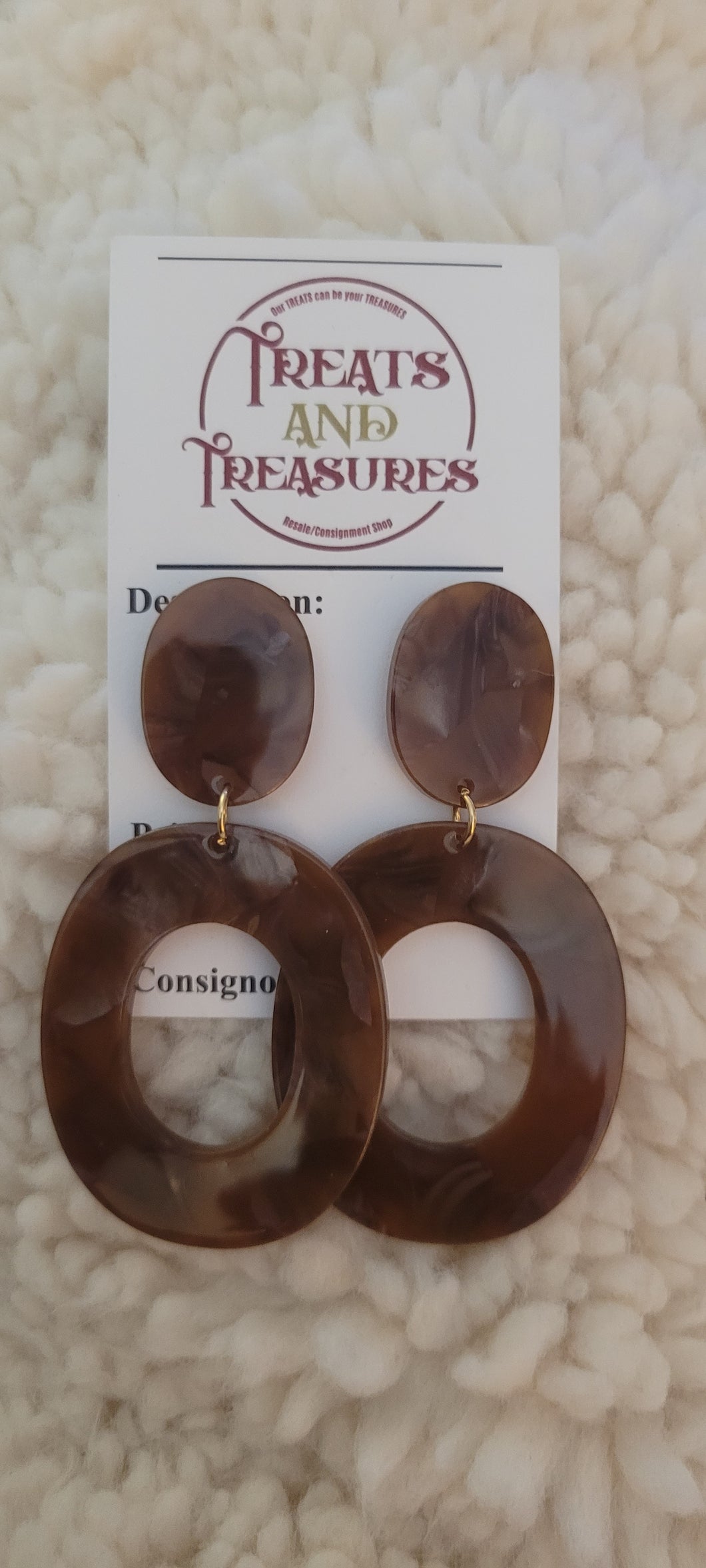Chocolate brown marble O earrings